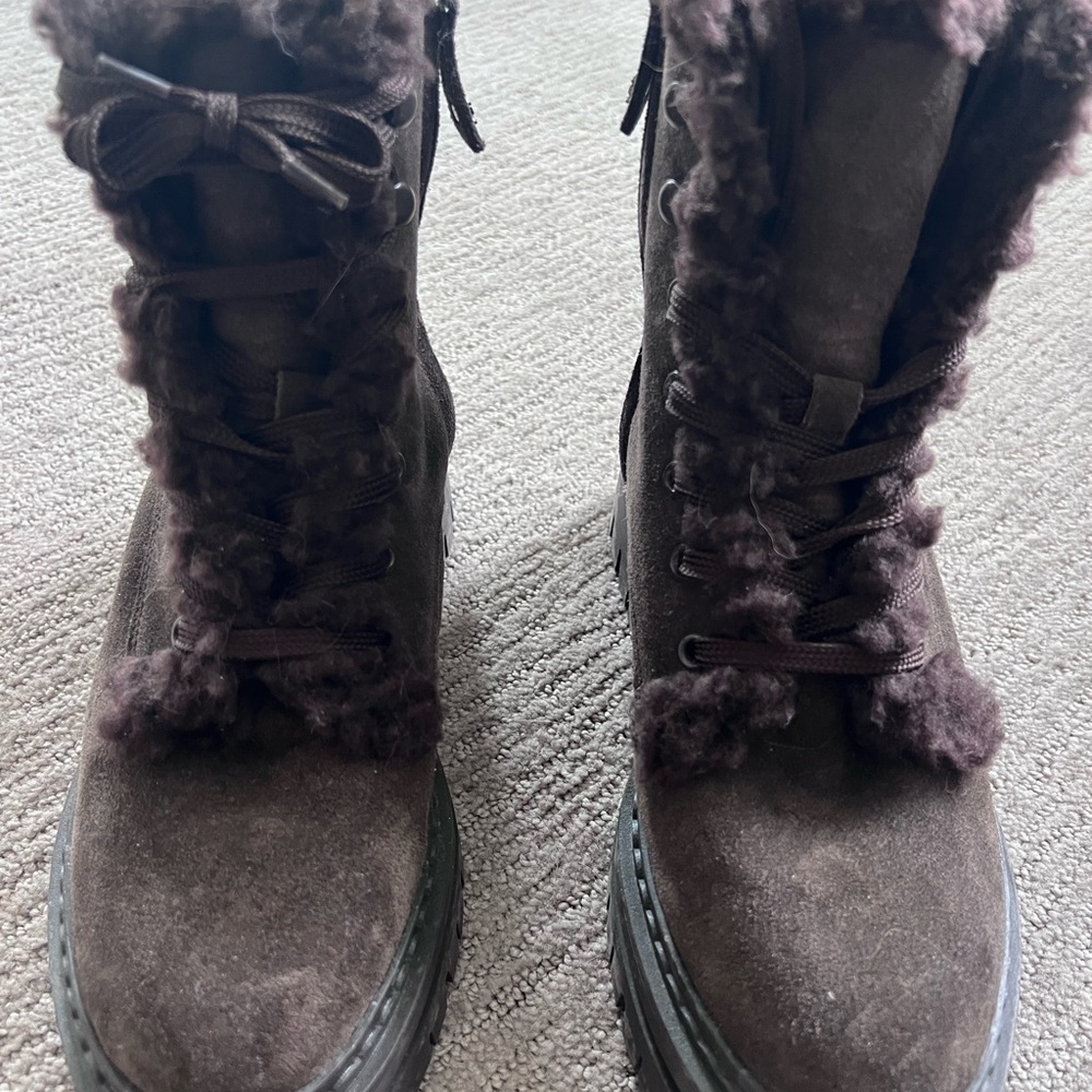 Sam Edelman Dark Brown Suede Combat Boots